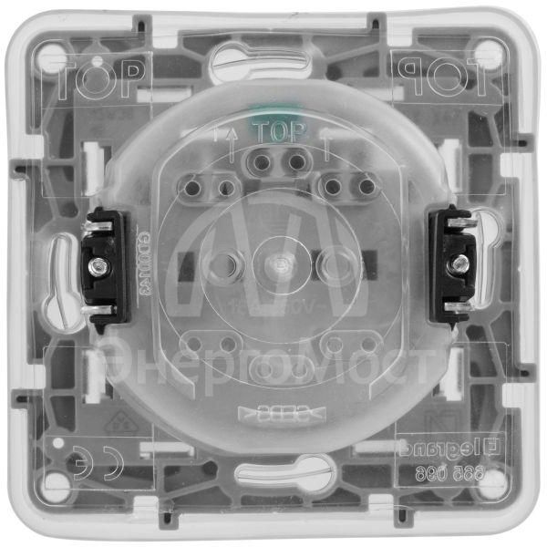 Механизм розетки 1-м СП Etika 2К+З 16А IP44 защ. шторки с заземл. с защ. крышкой безвинт. зажимы бел. Leg 672232