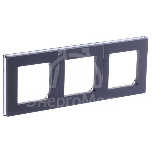 Рамка Levit 3п сталь/дым. черн. ABB 2CHH015030A6069