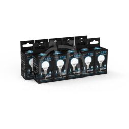 Лампа светодиодная Black 6.5Вт шар 6500К холод. бел. E14 550лм GAUSS 105101307