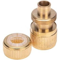 Коннектор для шланга латунный быстросъемный 1/2дюйм с аквастопом ЧЕТЫРЕ СЕЗОНА 62-0279