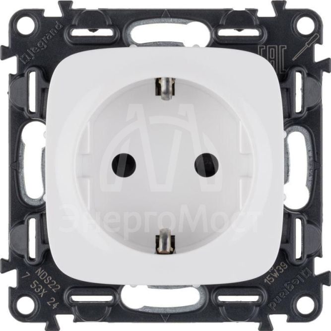 Механизм розетки 1-м СП Valena Allure 16А IP20 250В 2К+З с лиц. панелью винт. зажимы бел. Leg 753724