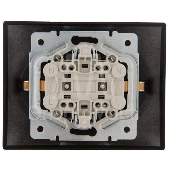 Розетка 2-м СП KARINA термопласт с заземл. черн. бархат LEZARD 707-4200-127B