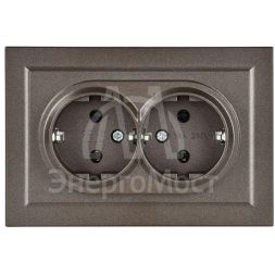 Розетка 2-м СП BRITE РС12-3-БрТБ 16А в сборе с заземл. без защ. шторок бронза IEK BR-R21-16-K45-F