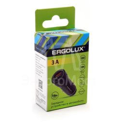 Адаптер автомобильный ELX-CA01-C02 1USB+1Type C 12В 5В/3А LED коробка черн. ERGOLUX 15106
