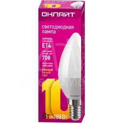 Лампа светодиодная 61 956 OLL-C37-10-230-2.7K-E14-FR 10Вт ОНЛАЙТ 61956