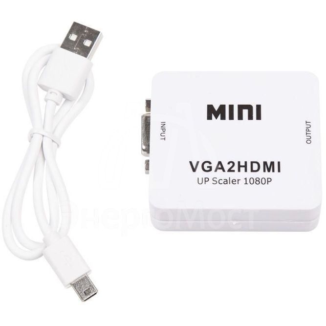 Конвертер VGA + Стерео 3.5мм на HDMI пластик бел. Rexant 17-6930