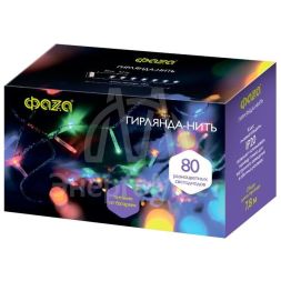 Гирлянда DC-G01-80M 80LED RGB 7.8м 8реж. 3xAA (не в компл.) ФАZА 5047754