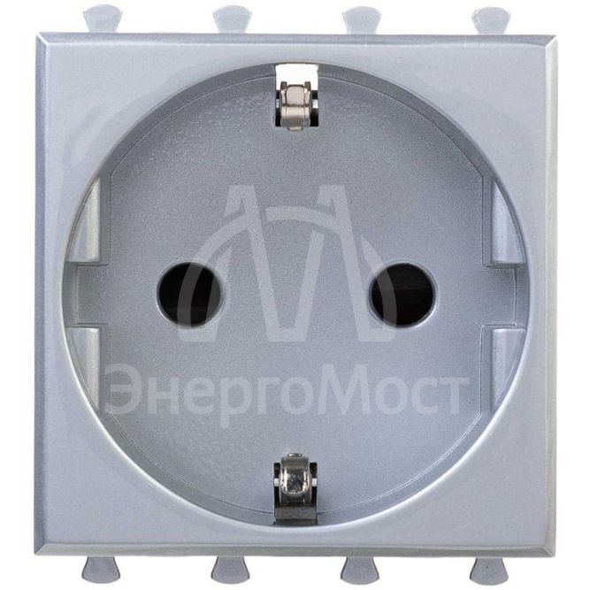 Розетка 1-м 2мод. Avanti &amp;quot;Закаленная сталь&amp;quot; 16А 2P+E защ. шторки сер. DKC 4404002