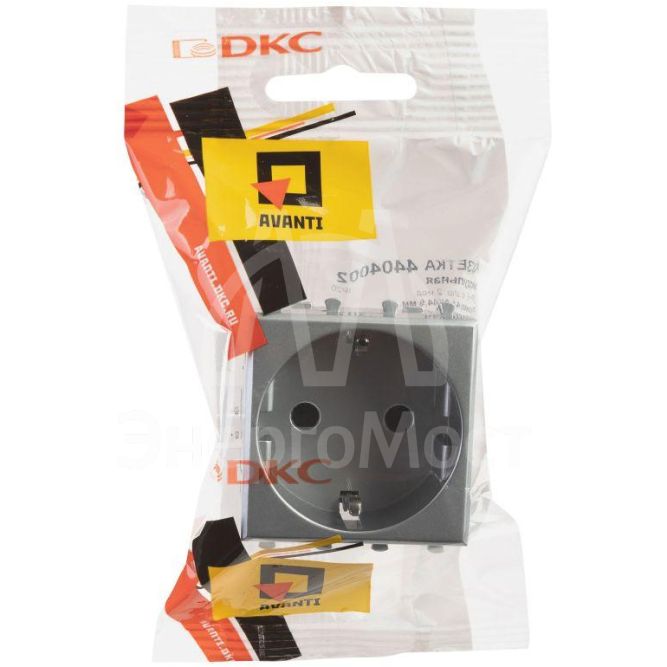 Розетка 1-м 2мод. Avanti &amp;quot;Закаленная сталь&amp;quot; 16А 2P+E защ. шторки сер. DKC 4404002