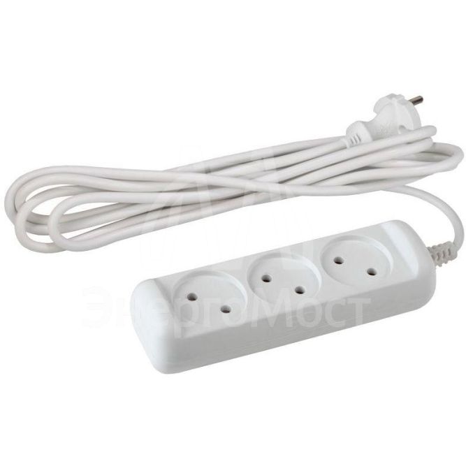 Удлинитель 3х5м без заземл. 6А IP20 UX(6)-3-5m ПВС 2х0.75 Эра Б0038569