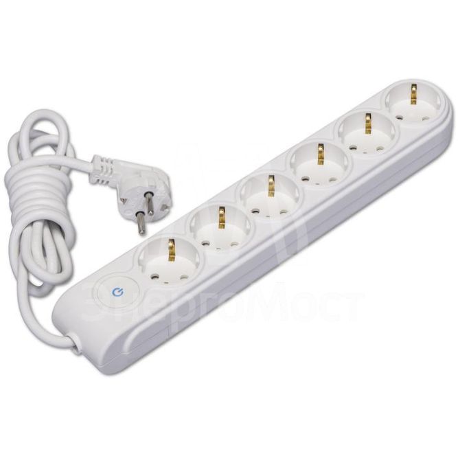 Удлинитель 6х5м с заземл. 16А IP20 ПВС 3х1.5 с выкл. защ. шторки Makel N6310064