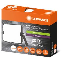 Прожектор светодиодный СДО FL ECO 20W 740 G4 уличный матов. стекло алюм. черн. LEDVANCE 4099854400032