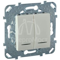 Механизм выключателя 2-кл. 2мод. СП Unica 10А IP20 (2х(сх. 1а)) с подсветкой беж. SchE MGU5.0101.25NZD
