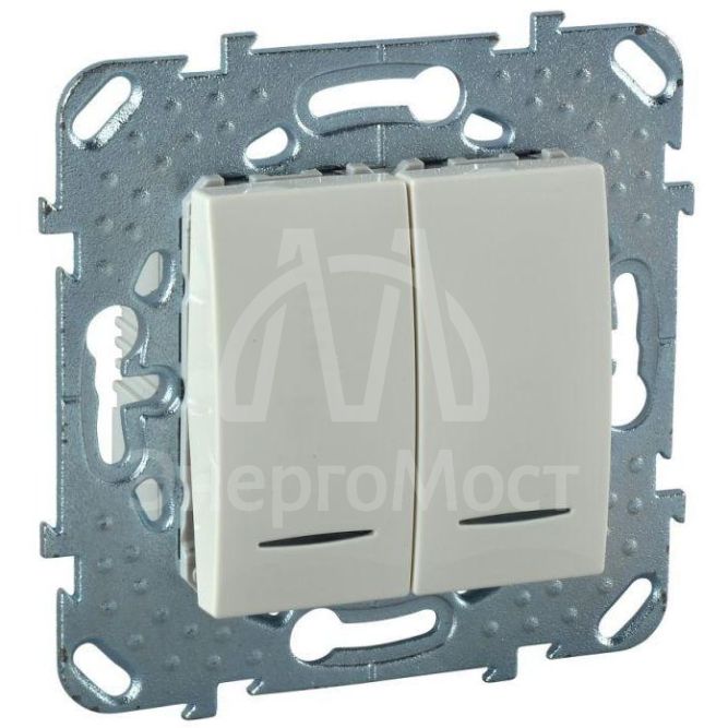 Механизм выключателя 2-кл. 2мод. СП Unica 10А IP20 (2х(сх. 1а)) с подсветкой беж. SchE MGU5.0101.25NZD