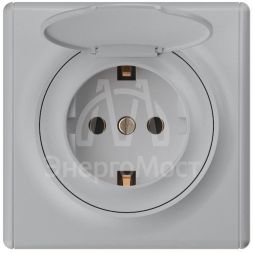 Розетка 1-м СП Florence 16А IP20 с заземл. с крышкой винт. клеммы механизм сер. 1E10501302 OneKeyElectro 2172837
