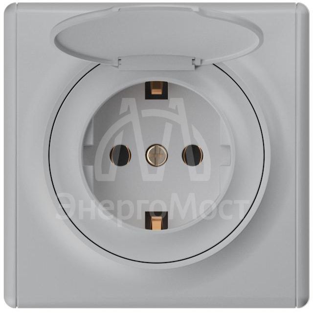 Розетка 1-м СП Florence 16А IP20 с заземл. с крышкой винт. клеммы механизм сер. 1E10501302 OneKeyElectro 2172837
