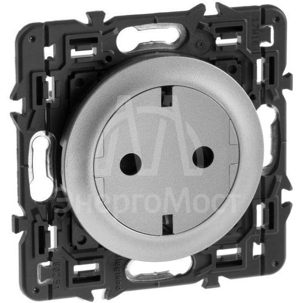 Розетка 1-м 2мод. Celiane 16А IP20 2P+E немецк. стандарт безвинтов. клеммы с плоск. лицев. панелью механизм титан Leg 067167