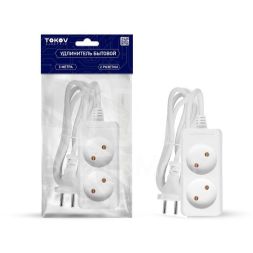Удлинитель 2х3м без заземл. 10А 2х0.75 TOKOV ELECTRIC TKE-C01-BU2-3-075