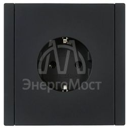 Розетка СП FORTE&amp;amp;PIANO FP114 16А с заземл. без защ. шторок безвинт. крепл. черн. IEK FP-R11-16-1-K02