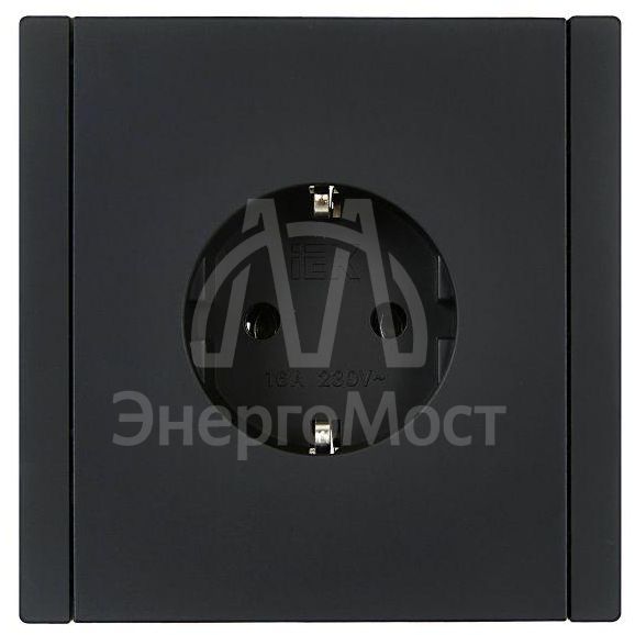 Розетка СП FORTE&amp;amp;PIANO FP114 16А с заземл. без защ. шторок безвинт. крепл. черн. IEK FP-R11-16-1-K02
