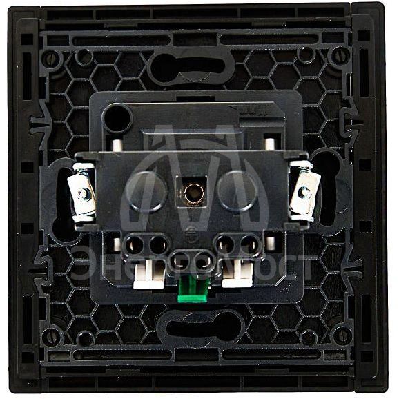 Розетка СП FORTE&amp;amp;PIANO FP114 16А с заземл. без защ. шторок безвинт. крепл. черн. IEK FP-R11-16-1-K02