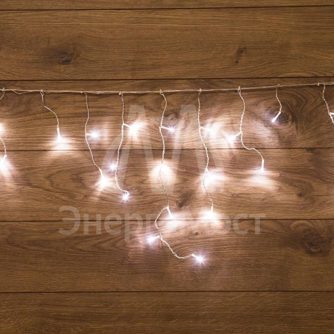 Гирлянда &amp;quot;Айсикл&amp;quot; (бахрома) 1.8х0.5м 48LED бел. 3Вт 230В IP20 провод прозр.Neon-Night 255-015