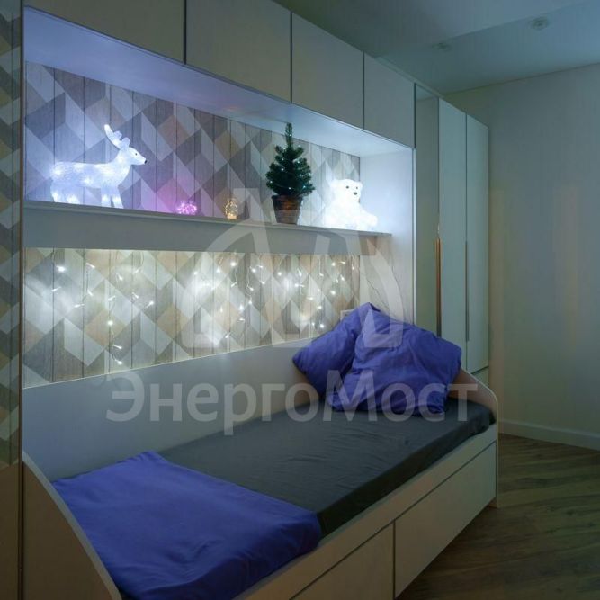 Гирлянда &amp;quot;Айсикл&amp;quot; (бахрома) 1.8х0.5м 48LED бел. 3Вт 230В IP20 провод прозр.Neon-Night 255-015