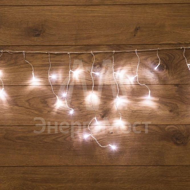 Гирлянда &amp;quot;Айсикл&amp;quot; (бахрома) 1.8х0.5м 48LED бел. 3Вт 230В IP20 провод прозр.Neon-Night 255-015