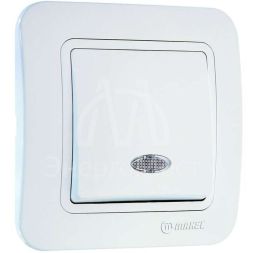 Выключатель 1-кл. СП Lillium 10А IP20 с подсветкой бел./бел. Makel 70021