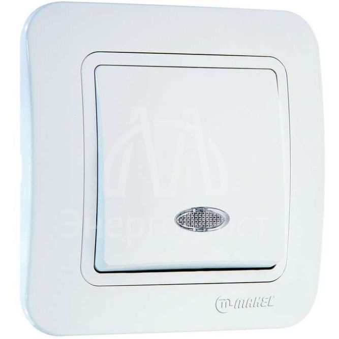 Выключатель 1-кл. СП Lillium 10А IP20 с подсветкой бел./бел. Makel 70021