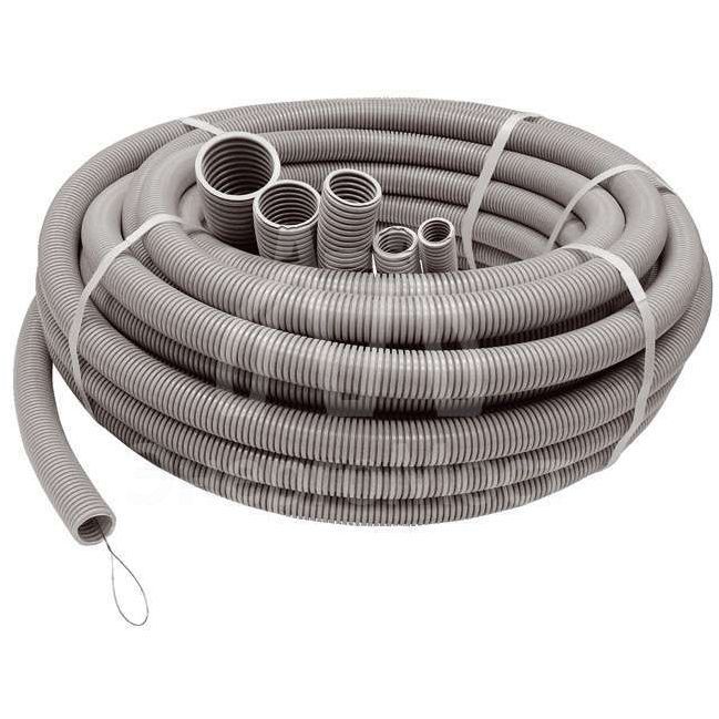 Труба гофрированная ПВХ d25мм с протяжкой сер. (20м) Ruvinil 12501(20)