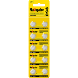 Элемент питания алкалиновый "таблетка" 95 671 NBT-14 (LR54 AG10 LR1130 BP10) (блист.10шт) Navigator 95671