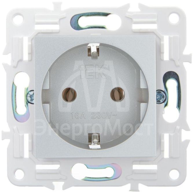 Розетка SKANDY 16А с заземл. без защ. шторок SK-R05S серебр. IEK SK-R11-16-K23