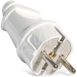 Вилка электрич. с заземл. прям. бел. 16А 250В (еврослот) UNIVersal А101