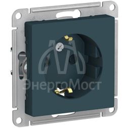 Механизм розетки 1-м СП AtlasDesign 16А IP20 с заземл. защ. шторки изумруд SchE ATN000845