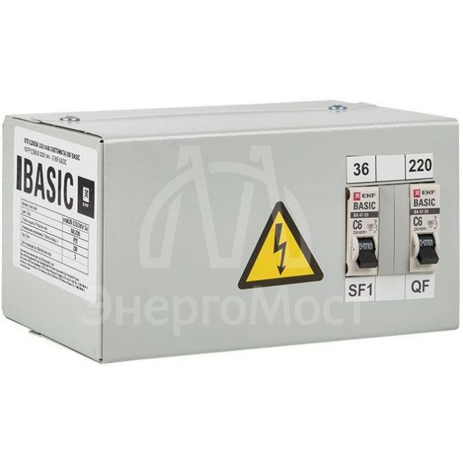 Ящик с понижающим трансформатором ЯТП 0.25 220/36В (2 авт. выкл.) Basic EKF yatp0.25-220/36v-2a