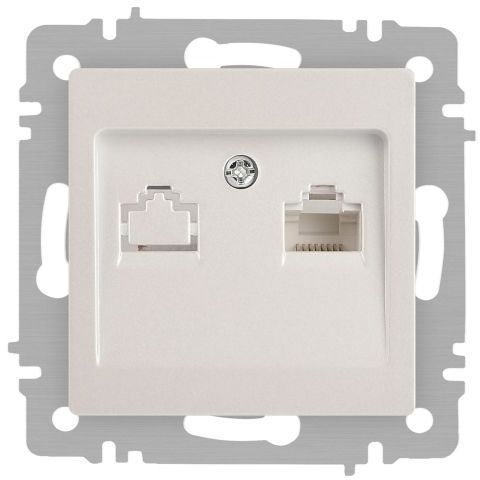 Розетка компьютерная 1-м СП Accent 6-303-06 RJ45 IP20 перламутр. Intro Б0063636