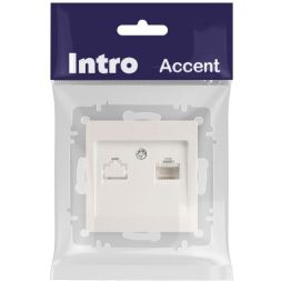Розетка компьютерная 1-м СП Accent 6-303-06 RJ45 IP20 перламутр. Intro Б0063636