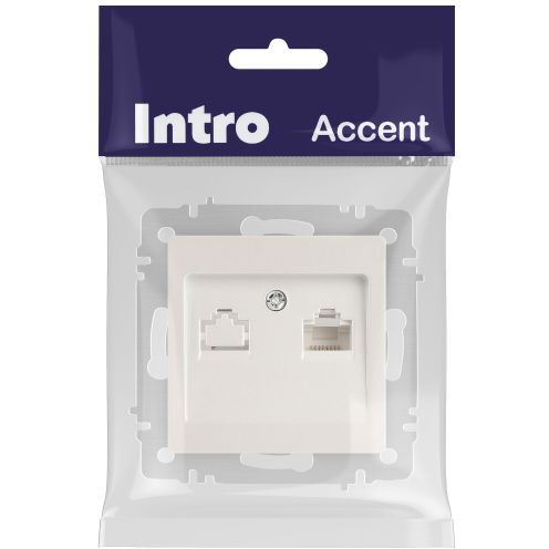 Розетка компьютерная 1-м СП Accent 6-303-06 RJ45 IP20 перламутр. Intro Б0063636