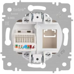 Розетка компьютерная 1-м СП Accent 6-303-06 RJ45 IP20 перламутр. Intro Б0063636