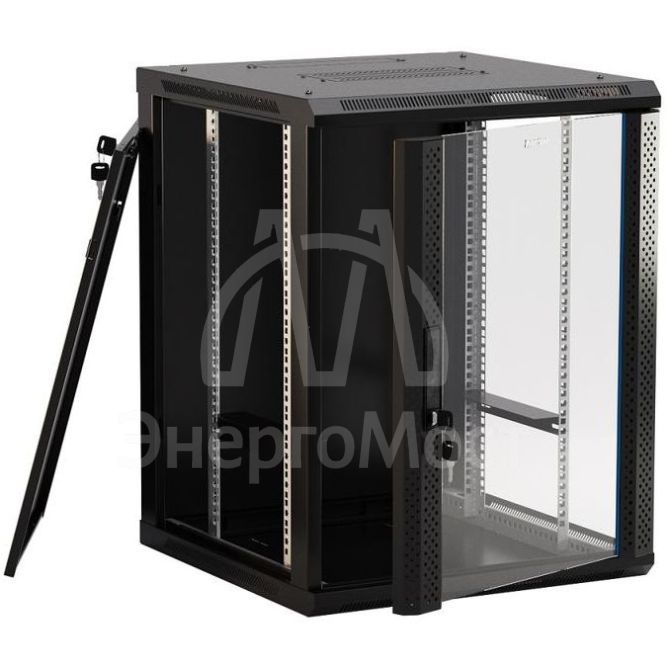 Шкаф настенный 19дюйм 9U 500х600х600мм TWB-0966-GP-RAL9004 стеклян. дверь черн. Hyperline 392631