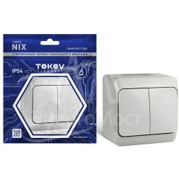 Выключатель 2-кл. ОП Nix 10А IP54 250В сер. TOKOV ELECTRIC TKE-NX-V2-C06-IP54