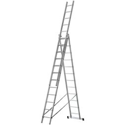 Лестница трехсекционная 3х12 H=343/594/841см 17.83кг усиленная алюм. FIT 65438