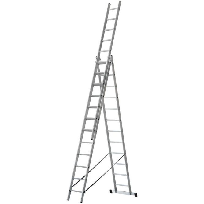 Лестница трехсекционная 3х12 H=343/594/841см 17.83кг усиленная алюм. FIT 65438