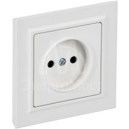 Розетка BRITE РСР10-1-0-БрАБ 10А в сборе без заземл. без защ. шторок арктич. бел. IEK BR-R10-10-K91-F