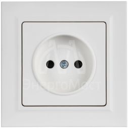 Розетка BRITE РСР10-1-0-БрАБ 10А в сборе без заземл. без защ. шторок арктич. бел. IEK BR-R10-10-K91-F