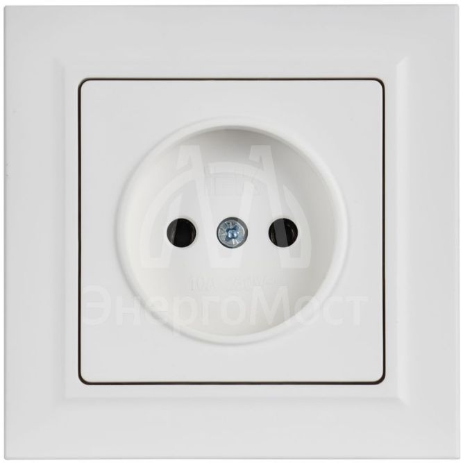 Розетка BRITE РСР10-1-0-БрАБ 10А в сборе без заземл. без защ. шторок арктич. бел. IEK BR-R10-10-K91-F