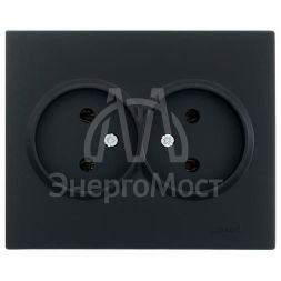 Розетка 2-м СП VESNA без заземл. ПБТ черн. бархат LEZARD 742-4200-128B