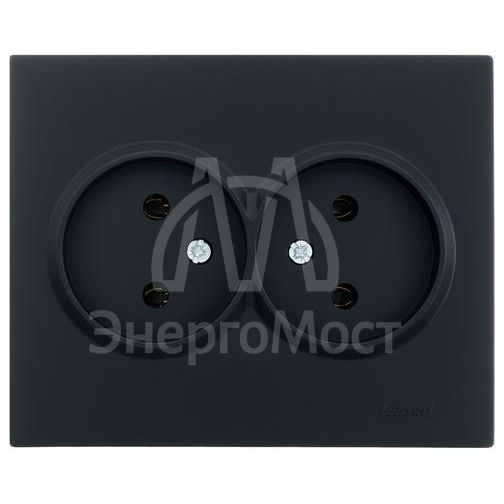 Розетка 2-м СП VESNA без заземл. ПБТ черн. бархат LEZARD 742-4200-128B