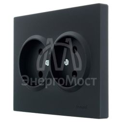 Розетка 2-м СП VESNA без заземл. ПБТ черн. бархат LEZARD 742-4200-128B